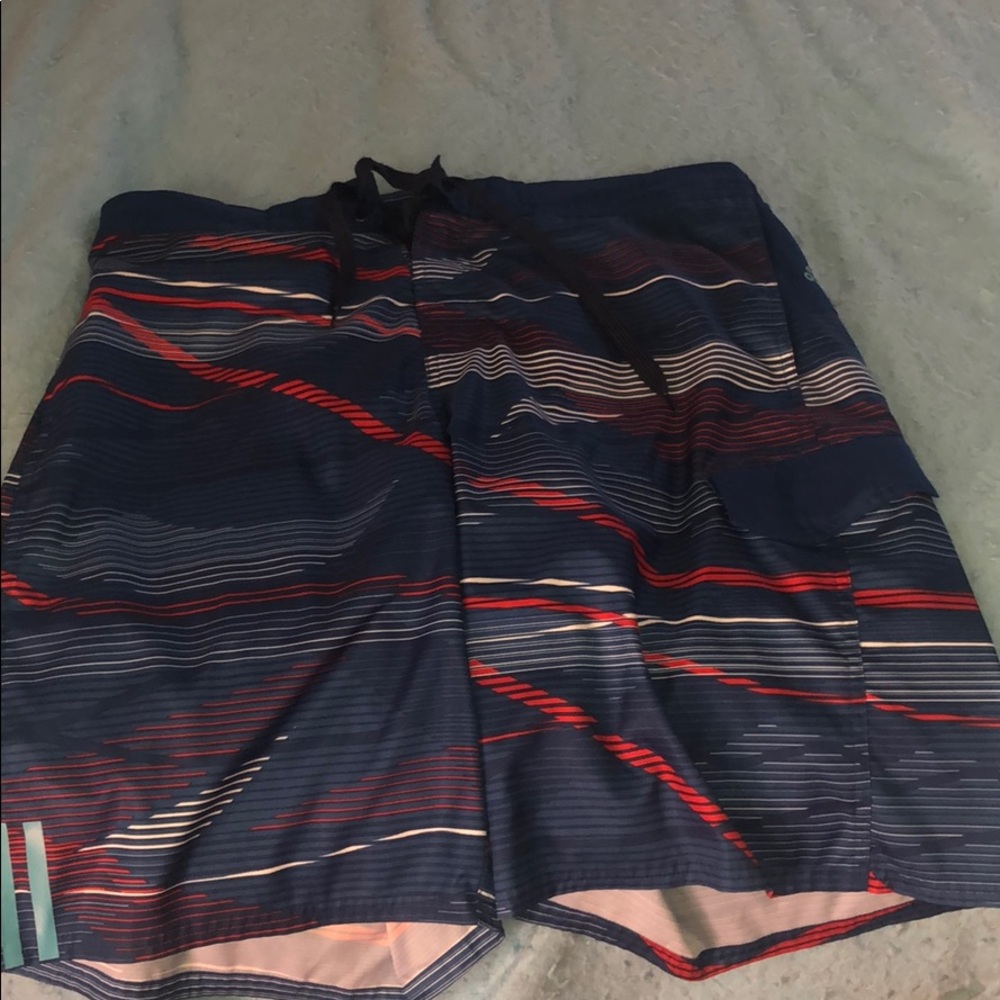 addidas red white and blue bathing suit